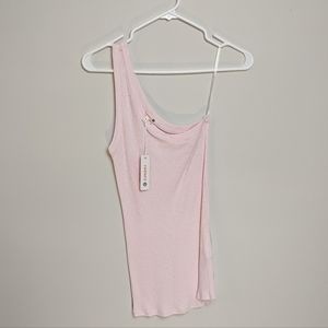 NWT Sundry Tan Ribbed Beach Tank Top- Pink Size 3. Raw Edge Hem.